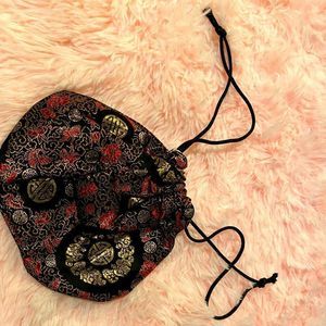 Vintage Black and Gold Asian Style Drawstring Bag